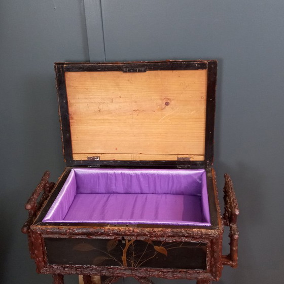 Image 1 of Antique Japanese Faux Bois sewing table
