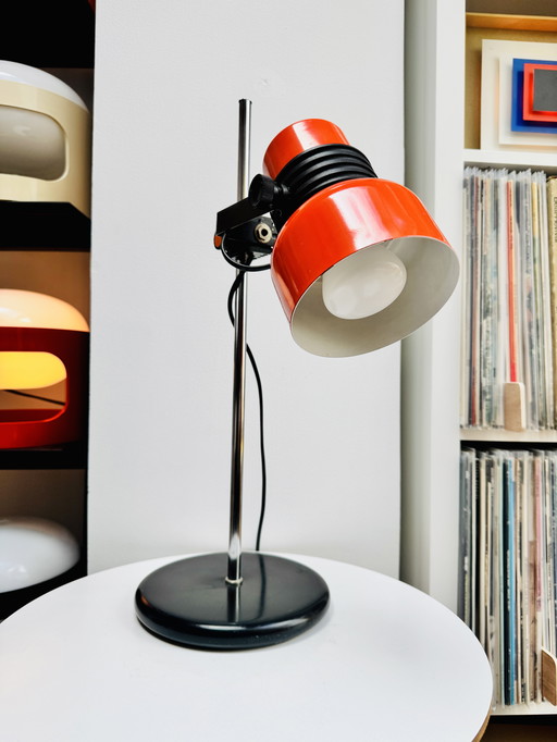 Vintage Richard Essig Mid-Century Space Age Desk Lamp Orange Black Spotlight (1970s)