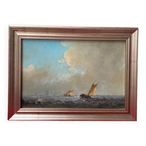 Frans van der Heide ( ). Painting "Seascape". – schilderijen tekeningen, Canvas