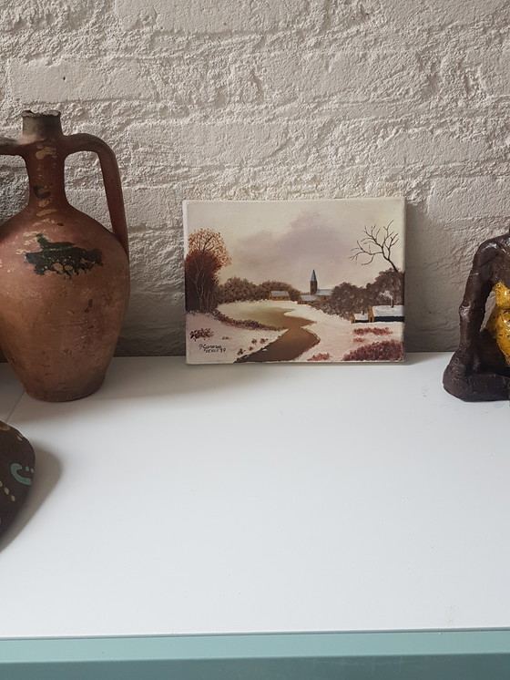 Image 1 of Paisaje invernal en pintura al óleo