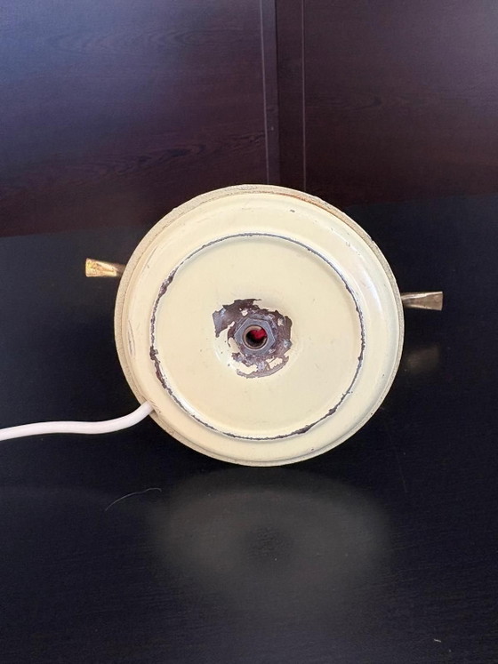 Mid-Century Italian Sputnik gold and Satinated Glass Table Lamp, 1950s, Brass, Metal, White (photo 5 of 6)
