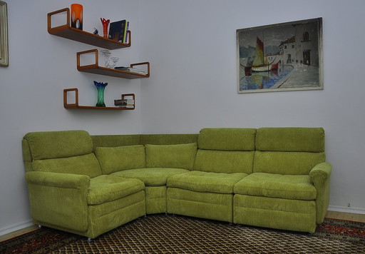 Green Corduroy Modular Corner Sofa, 1970S, Set Of 4