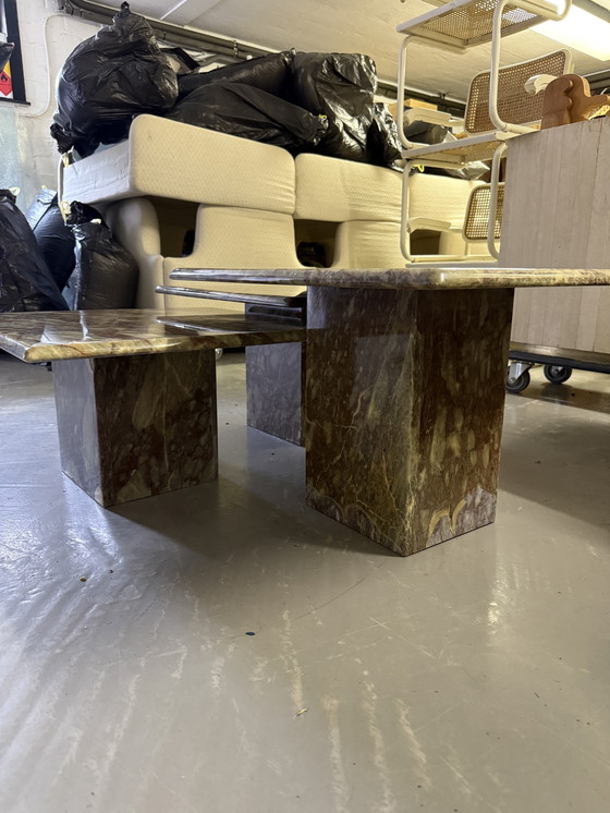 Image 1 of Trio di nidi in marmo - Avena/verde/salmone/grigio