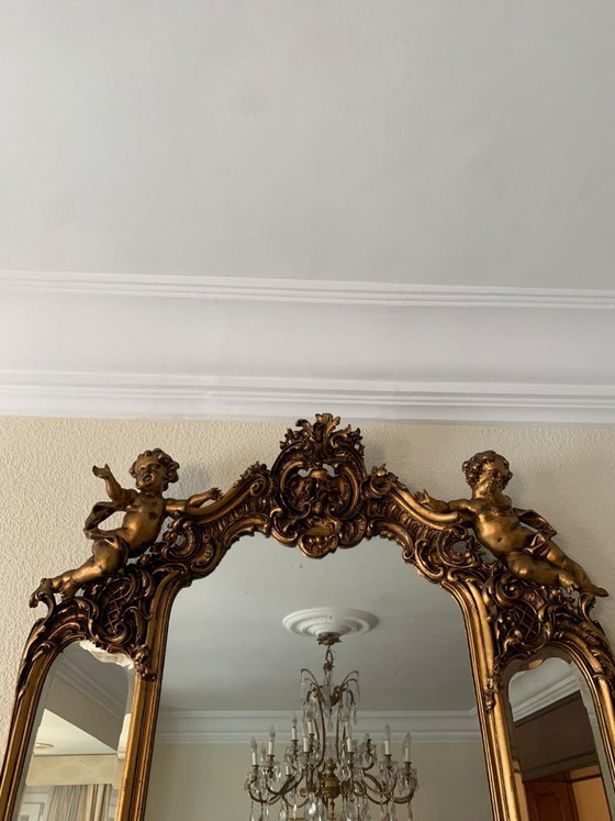 Monumental gilded Rococo style Mirror with chest – Wood (photo 10 of 11)