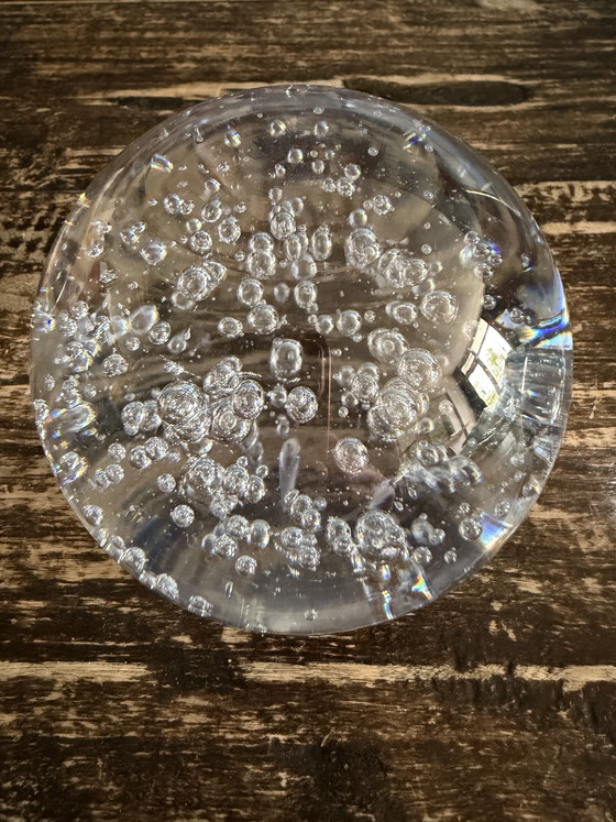 Image 1 of Vintage glazen presse-papiers met luchtbellen (bullicante)