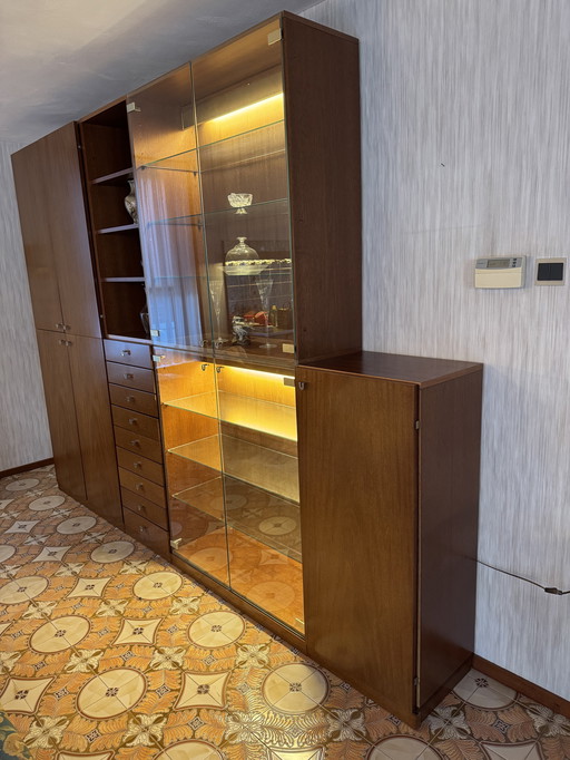 Vintage seventies wandkast - vitrinekast 