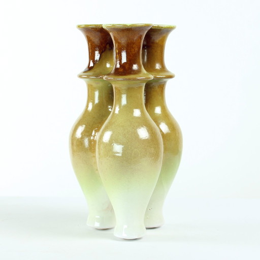 Triple Vase in Ceramics, Czechoslovakia 1960s