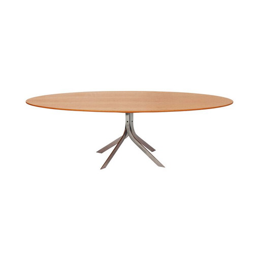 Table basse ovale vintage en acier inoxydable torsadé, Danemark 1960