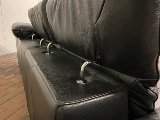 Image 1 of Natuzzi zwarte antracietkleurige lederen hoekbank – Premium comfort – Gratis levering