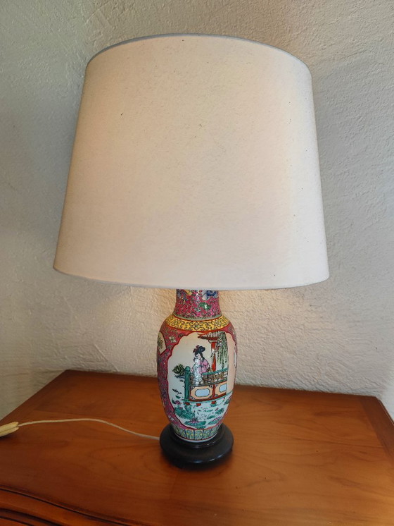 Image 1 of Vintage Asian Ceramic Table Lamp | Famille Rose | 65 cm
