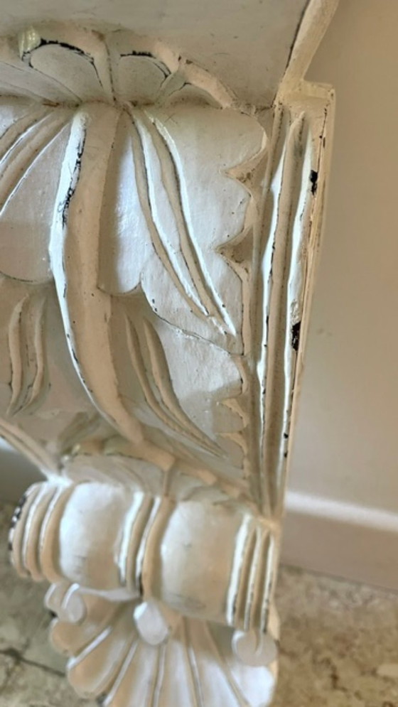 Patinated White Wall Console Shelf – Shelving unit, Wood (photo 29 of 35)