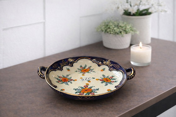 Image 1 of Vintage Regina Gouda Holland keramische schaal – "René" decor – handbeschilderd, jaren 1950

