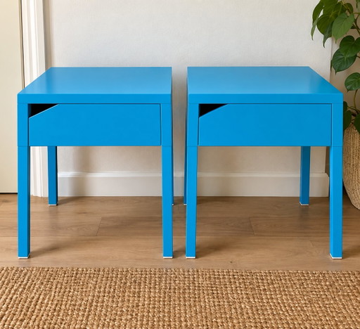 Set aus 2 IKEA SELJE Nachttische – blau – eingestelltes Design