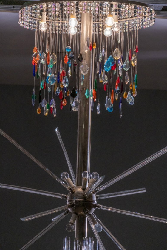 Image 1 of Lampada da terra di René Roubíček, Nový Bor, vetro e metallo, anni '60