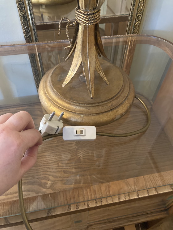 Image 1 of Lámpara de mesa original de Hans Kögl Weizengarbe, pátina Hollywood Regency