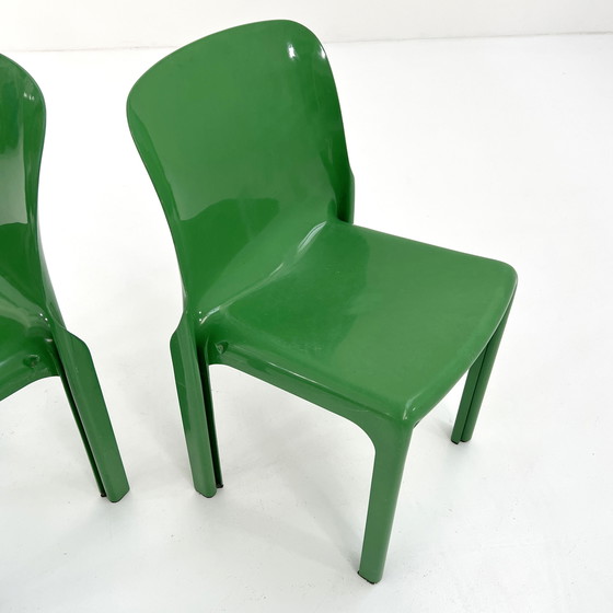 Image 1 of Set of 4 Green Selene Chairs by Vico Magistretti for Artemide, 1970s