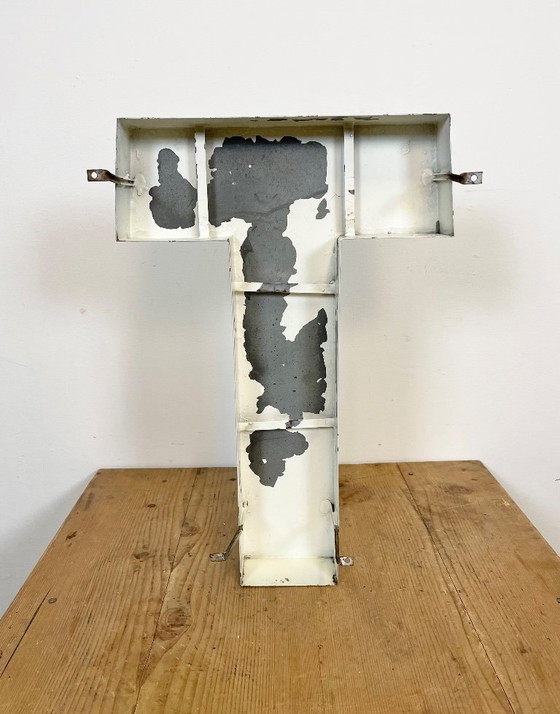 Image 1 of Large Vintage Grey Iron Facade Letter T, 1970s