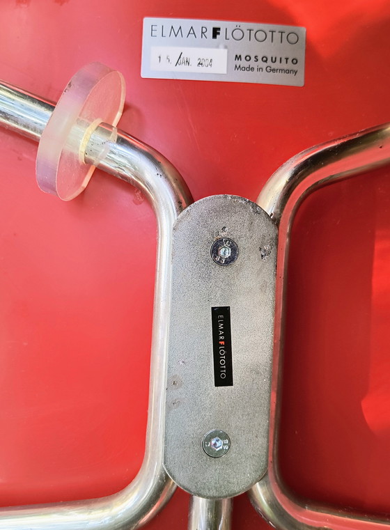 Image 1 of Set di 6 sedie originali Elmar Flötotto Mosquito - rosso e bianco (2003)