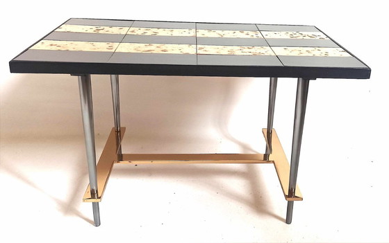 Image 1 of Salontafel uit de jaren 50, keramiek en bladgoud, hoogte 36 cm