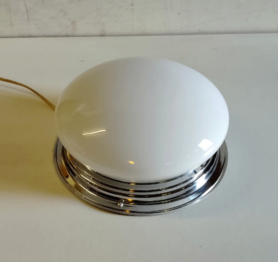 Bauhaus Opaline Globe Ceiling Light or Wall Lamp and Chromed Metal - Mid.20th Century – Glass (photo 4 of 8)