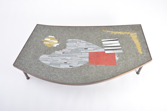 Image 1 of Grande table basse en mosaïque et laiton du milieu du siècle par Berthold Müller-Oerlinghausen