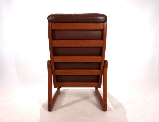 Image 1 of EMC teakhouten leren fauteuil, 1960