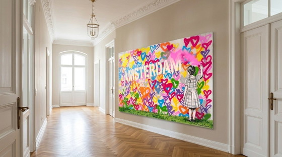 We Love Amsterdam & Need Love Pink – XXL kunstwerk van acrylglas 180 × 100 cm – Giclée Prints, Plexiglass (photo 5 of 6)