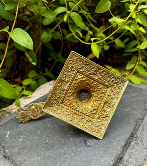 Large brass candlestick from the Art Nouveau period. – Candle holders (photo 6 of 7)
