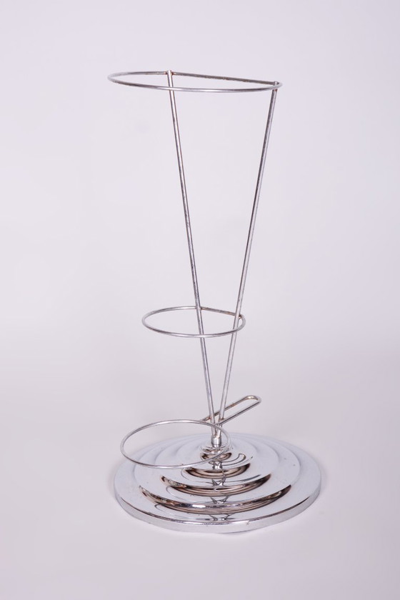 Originele Bauhaus paraplubak, verchroomd staal, Duitsland, jaren 1950 – Metal, Chrome (photo 8 of 12)