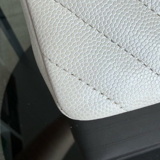 Image 1 of Chanel Classic Flap Small - Caviar 23CM Chevron Cream White Gold Hardware Series 26