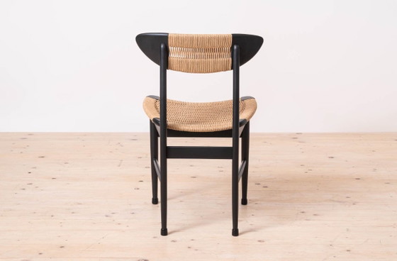 Image 1 of Set van 6 Scandinavische moderne eetkamerstoelen, met touwzitting en -rugleuning, jaren 60