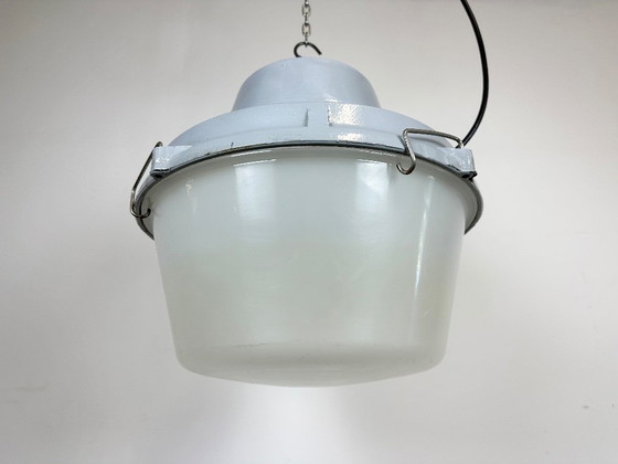 Image 1 of Lampada a sospensione industriale in alluminio pressofuso grigio, anni '80