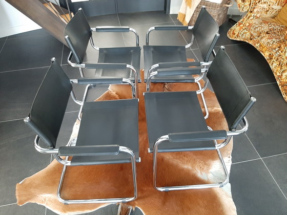 4 Bauhaus Cantilever Chairs Mart Stam / Marcel Breuer – s34, Dining chairs, Leather, Chrome (photo 6 of 10)