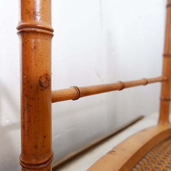 Image 1 of Poltrona d'accento vintage in stile organico, in finto bambù e canna - anni '60