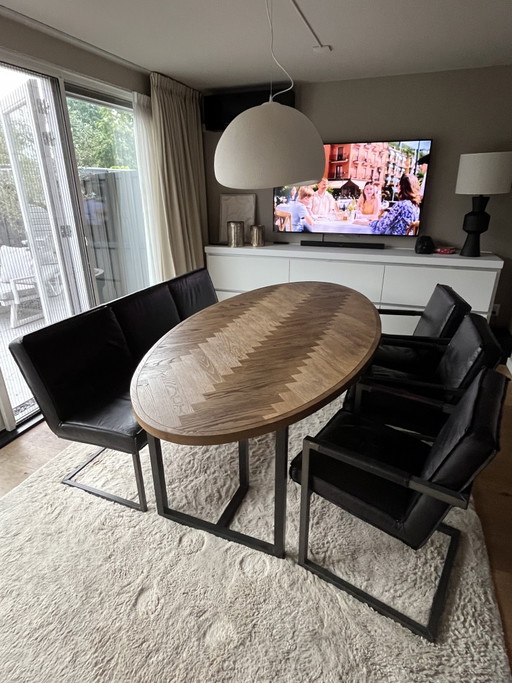 Leren Eetkamerstoelen En Bank – Leather