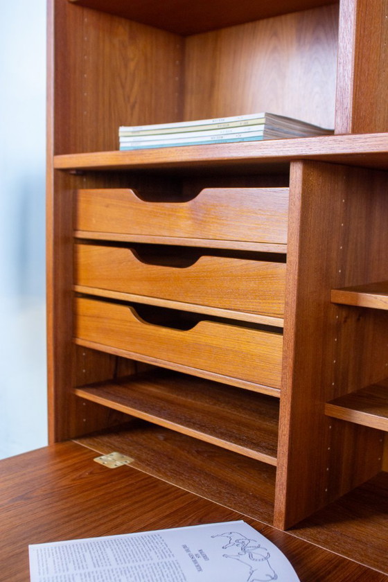 Image 1 of Vintage secretair bureau, dressoir, bijzettafel, teak, Hundevad bureau