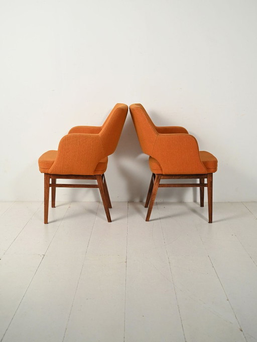 Paire de fauteuils Oslosund orange de Kinnarps, années 1950