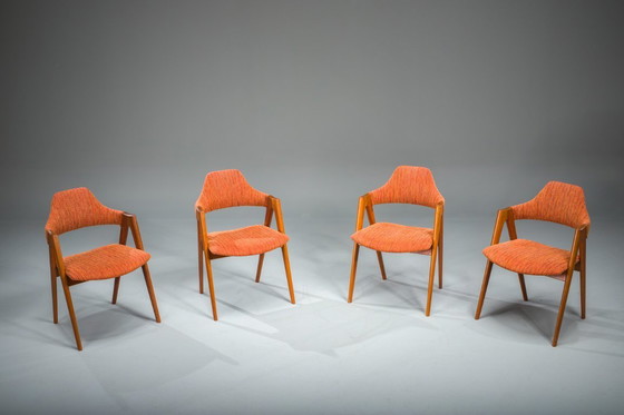 Image 1 of Dänische Kompass-Esszimmerstühle von Kai Kristiansen, 1960er Jahre, Satz 4