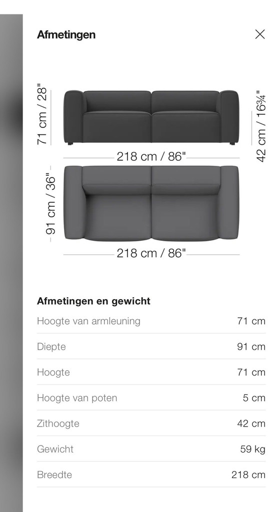 Image 1 of Sofá Bo Concept Carmo de 2,5 plazas con reposapiés en fieltro gris
