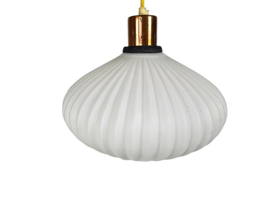 Image 1 of Vintage UFO lamp - opaline - copper - Scandinavian - 1970s