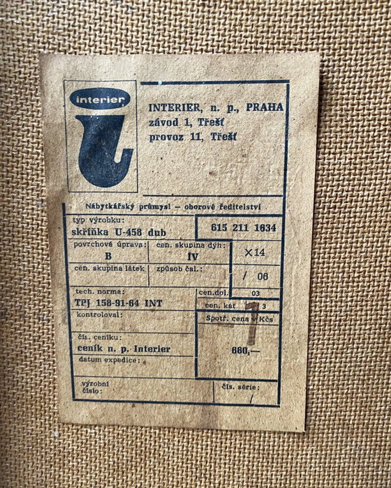 Image 1 of Jiri Jiroutek blond houten dressoir jaren 60 model U458 4 laden en een deur