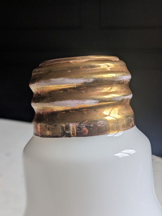Vintage Pendant lamp Giant Bulb dlg by Ingo Maurer. Opaline, Glass, Brass, Gold (photo 8 of 15)