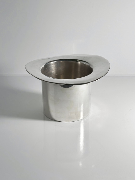 Image 1 of Versilberter Sektkühler Eiskübel Zylinder Vintage Champagner Kühler Hut Silber 80er Art Deco
