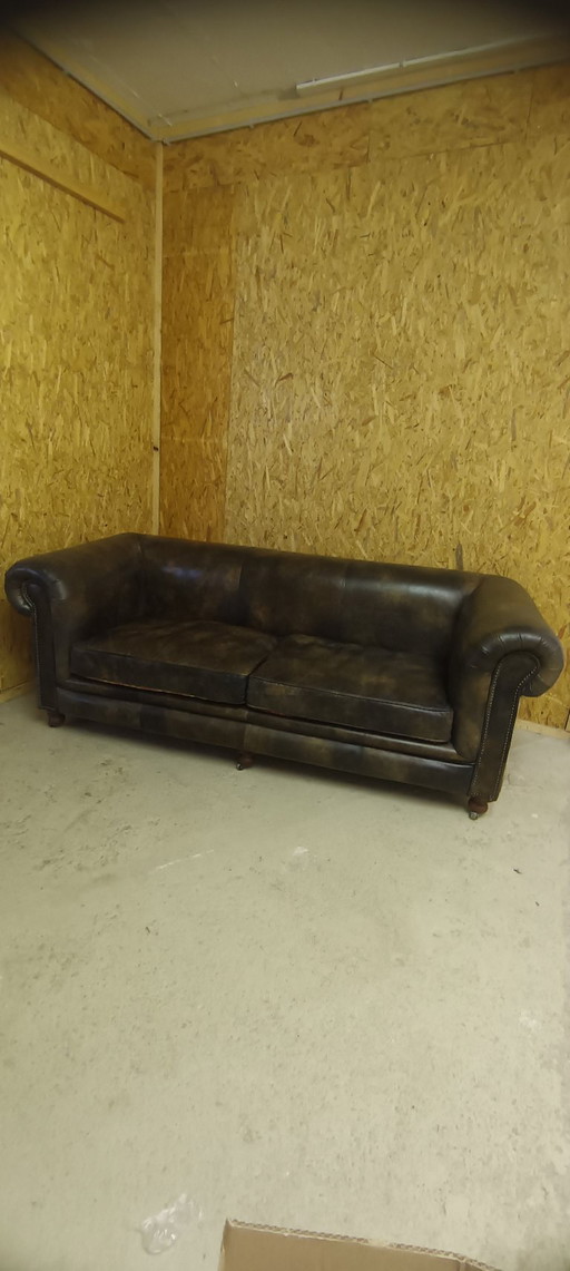 Andrew Martin Designer Sofa - Chesterfield Echtleder & Kelim (Kilim)