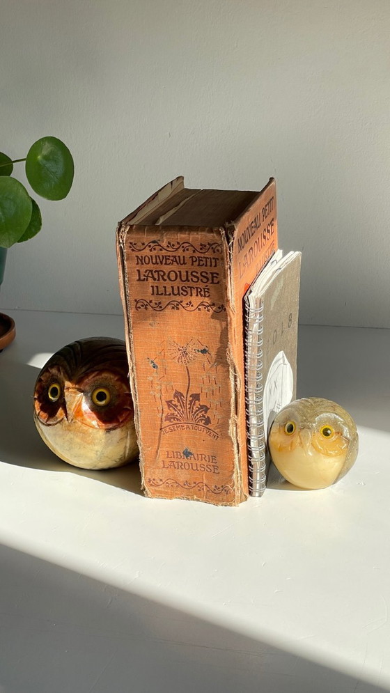 Image 1 of Fermalibri vintage a forma di gufo in marmo