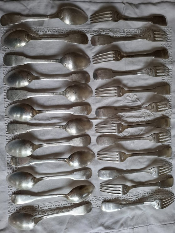 Image 1 of François Frionnet Uniplat/Old Paris silver-plated metal table cutlery for 12 people.