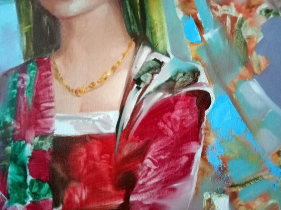 Original Oil Painting Abstract Figurative Girl Flowers Magic – Paintings & Drawings, Canvas (photo 9 of 13)