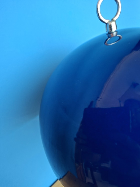 Image 1 of Large deep blue Spanish mushroom table lamp