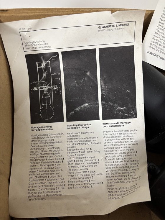 Image 1 of Unique: Vintage Glashütte Limburg Pendant Lamp 'New Old Stock' (New in Box!)