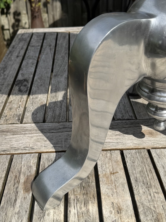 🥈 Robust Side Table | Matte Aluminum | Elegant Pillar Base | 60s-80s – Aluminium (photo 11 of 15)